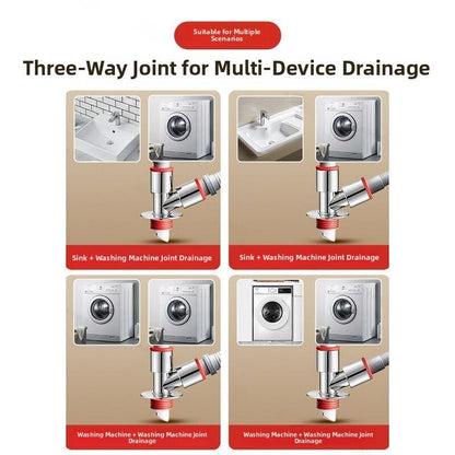 1/3/4-Way Washing Machine Sink Floor Drain Pipe Connector Adapter Valve Tee Elbow Splitter Anti Odor