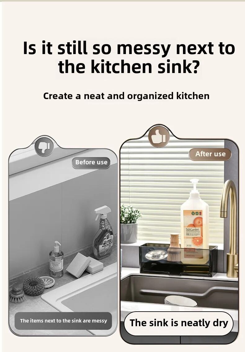 Kitchen Sink Sponge Towel Storage Rack Shelf Countertop Detachable Drainage Basket Organizer Holder