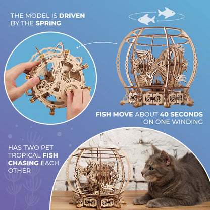 Ugears Mechanical Aquarium ★Mechanical 3D Puzzle Kit Model Toys Gift Present Birthday Xmas Christmas Kids Adults