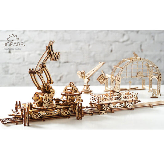 Ugears Mechanical Town Series - Rail Manipulator ★Mechanical 3D Puzzle Kit Model Toys Gift Present Birthday Xmas Christmas Kids Adults