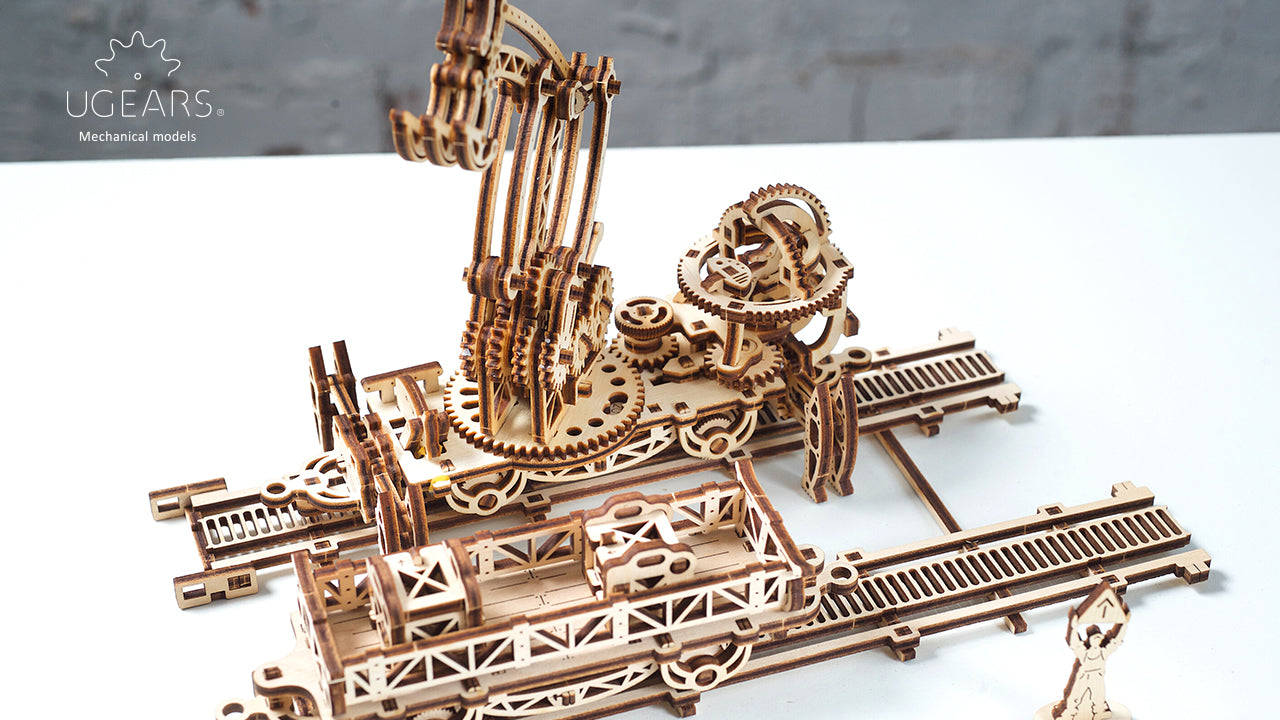 Ugears Mechanical Town Series - Rail Manipulator ★Mechanical 3D Puzzle Kit Model Toys Gift Present Birthday Xmas Christmas Kids Adults
