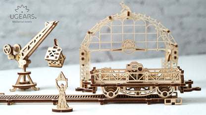 Ugears Mechanical Town Series - Rail Manipulator ★Mechanical 3D Puzzle Kit Model Toys Gift Present Birthday Xmas Christmas Kids Adults