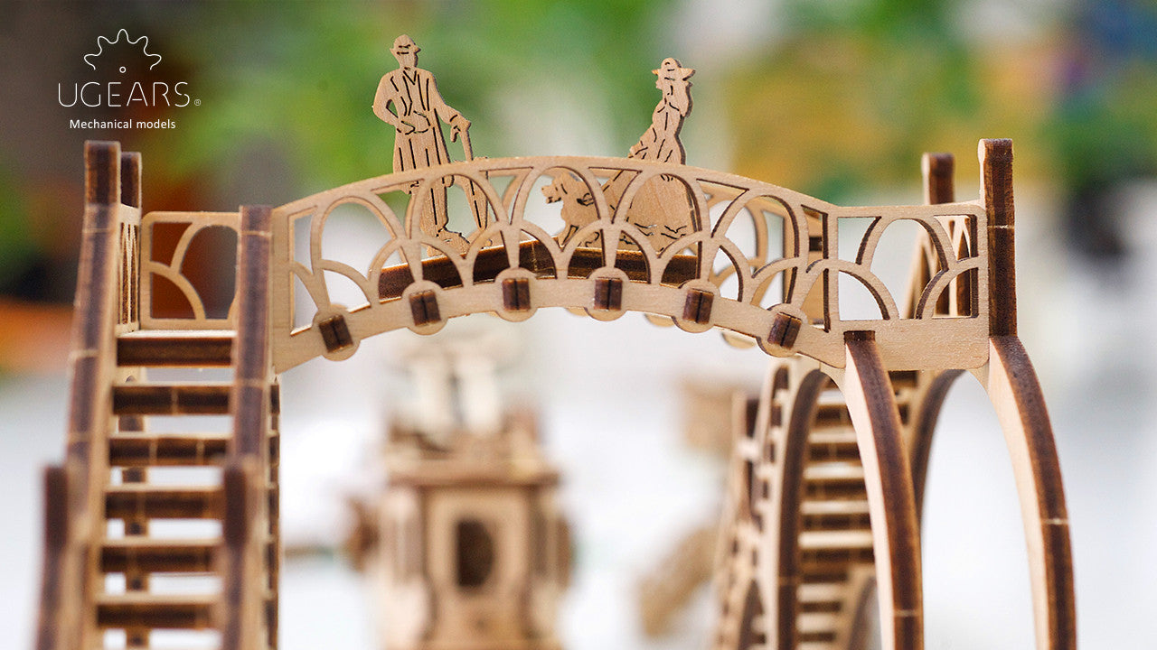 Ugears Mechanical Town Series  - Tram Line Model ★Mechanical 3D Puzzle Kit Model Toys Gift Present Birthday Xmas Christmas Kids Adults