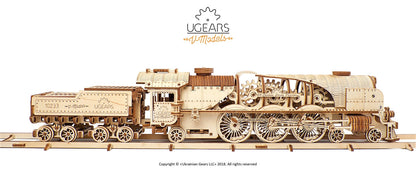 Ugears V-Express Steam Train With Tender ★Mechanical 3D Puzzle Kit Model Toys Gift Present Birthday Xmas Christmas Kids Adults