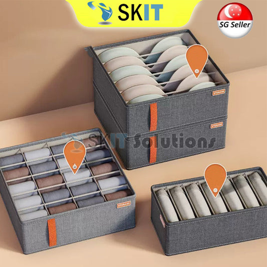 6 / 7 / 20 Grids Foldable Wardrobe Organizer Storage Box Underwear Bras Socks Drawer Cabinet Divider