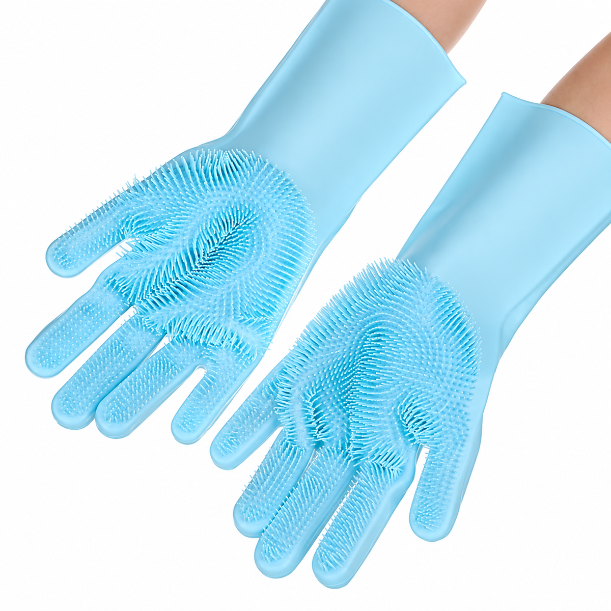 Silicone Pet Bath Gloves for Cats & Dogs – Blue or Pink, 1 Pair