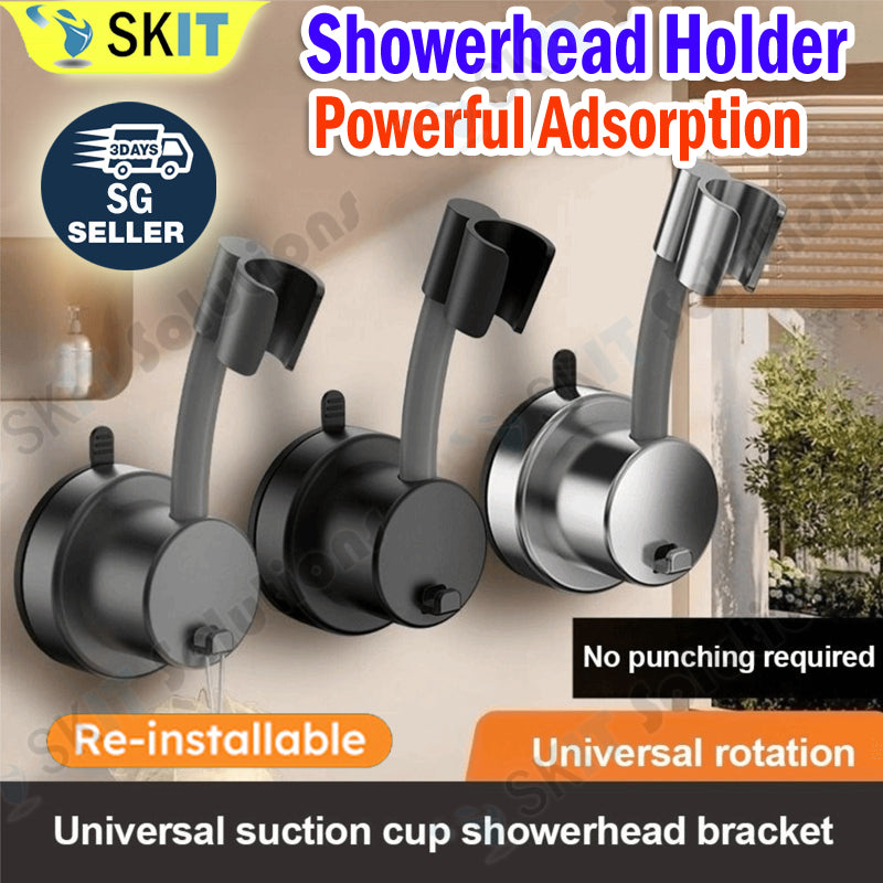 Adjustable Shower Head Suction Cup Holder Showerhead Bracket No Drill FREE Wall Mount Bathroom Bidet