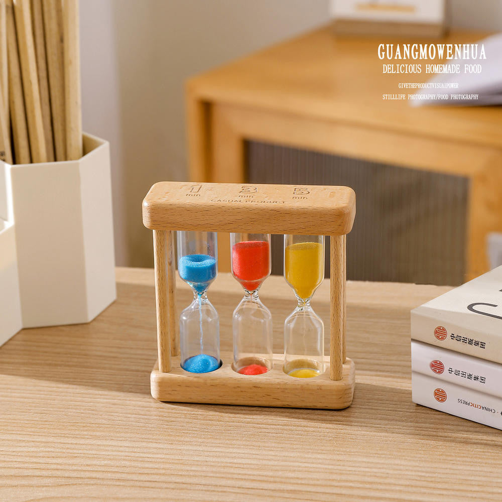 1/3/5Min Wooden Sand Glass Timer Hourglass 1 3 5 Minute Kitchen Study Desk Decor Gift Clock for Kids