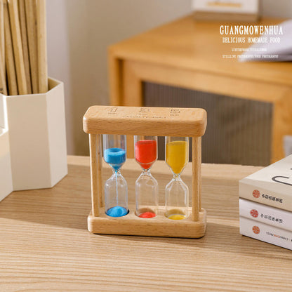 1/3/5Min Wooden Sand Glass Timer Hourglass 1 3 5 Minute Kitchen Study Desk Decor Gift Clock for Kids