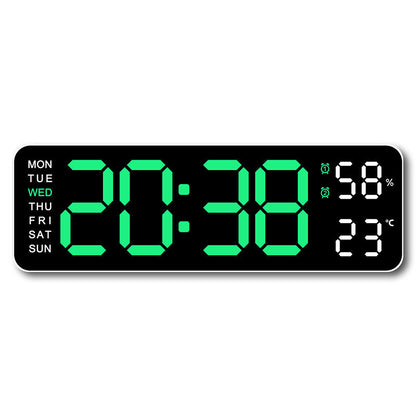 Smart LED Digital Wall Desk Clock Large Display Alarm Temperature Humidity 12 24H Auto Dimmer Timer