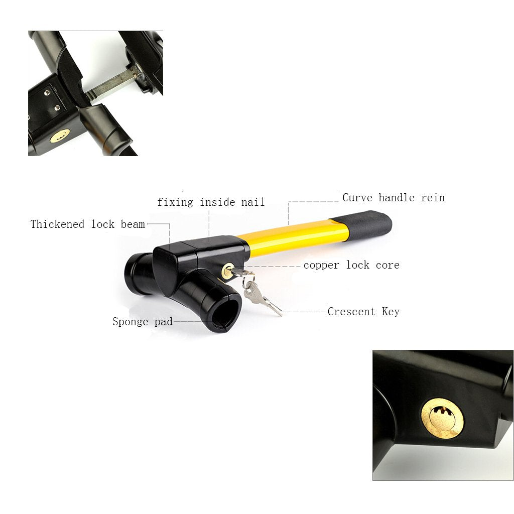 【SKIT SG】Universal Retractable Car Security Rotary Car Steering Wheel Lock Safety Auto Anti-Theft Theftproof Lock Stainless Steel Steeringwheel Locking Device Anti Theft Steering Wheel Block Set for Car Heavy Duty SUVs Van Truck Automobile Security