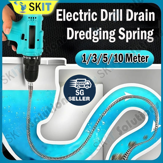 Toilet Sewer Drain Clog Remover Spring Pipe Dredger Drill Connector Kitchen Sink Blockage Removal Tool