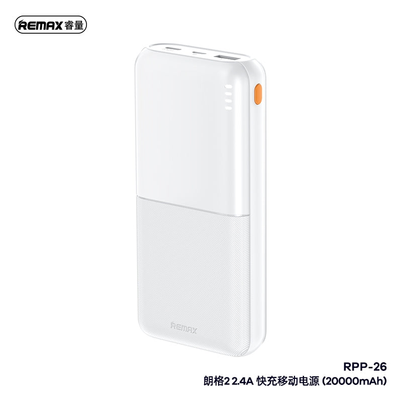 Remax RPP-26 Lango II 20000mAh 3C CCC Certified Power Bank PowerBank Portable Battery Charger Type-C