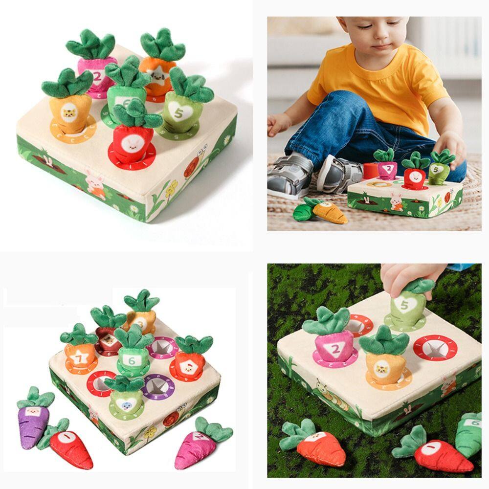 Baby Plush Cotton Montessori Pulling Toys Educational Radish Carrot Pull Toy Number Color Cognition Developing Game Kids