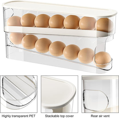 12 Grid Egg Slide Organizer Automatic Scrolling Rack Holder Storage Container Dispenser Basket Bin