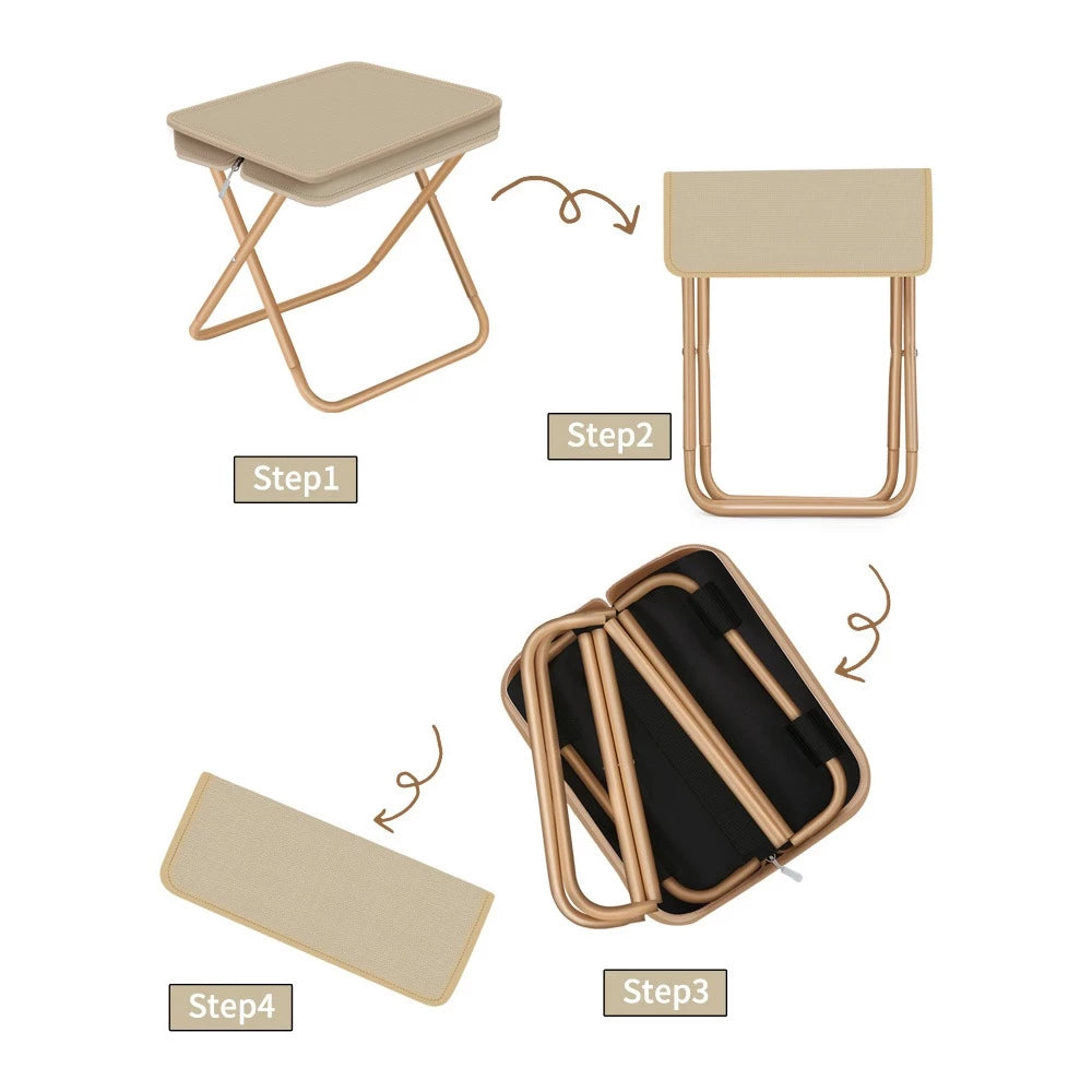Foldable Camping Stool with Carry Bag Travel Outdoor Portable Folding Chair Lightweight Compact Seat