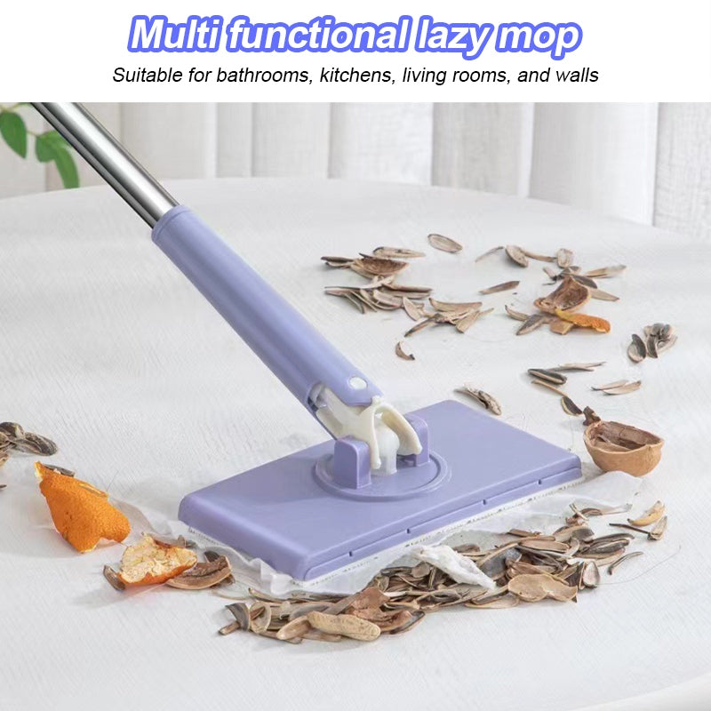 Automatic Cloth Changing Mini Mop Hands-Free With Face Towels Hand-Free Wash Rotating Mop Push-Pull