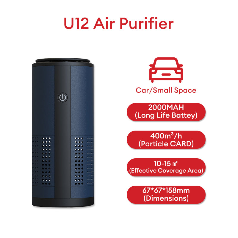 Portable Wireless Mini Car Air Purifier HEPA Filter Negative Ioniser Ion Cleaner Bacteria Dust