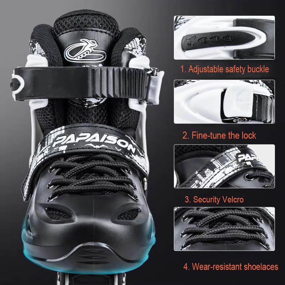 PAPAISON XZY-309 4-Wheels Quad Roller Skates Blade Scooter Double Row Skating Hard Boot Kids Adults