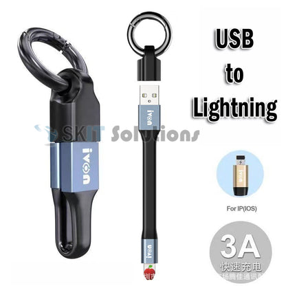 IVON CA90 Mini Clip-On Charge & Sync Cable w/ Key Ring PD65W/PD27W 65W USB-C to USB-C/to IOS 27W