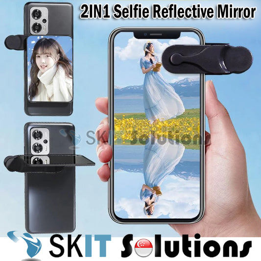 Reflective Mirror 2in1 Phone Rear Selfie Clip Phone Camera Photography Live Streaming Travel Tool