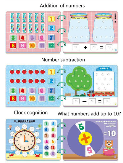 Mathematics Quiet Book Math Busy Montessori Board Preschool Kindergarten Early Learning Educational Toys Puzzle Sticker