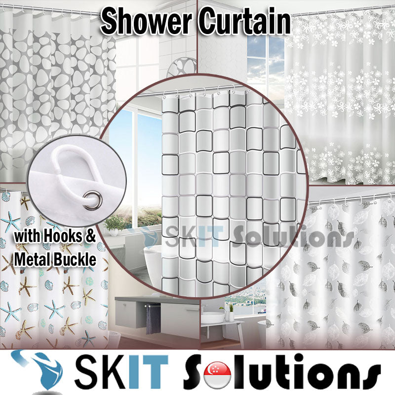 200x200cm / 120x180cm Bathroom Shower Curtain Thicken PEVA EVA Polyester Fabric Waterproof Anti Mould Dry Wet Separation