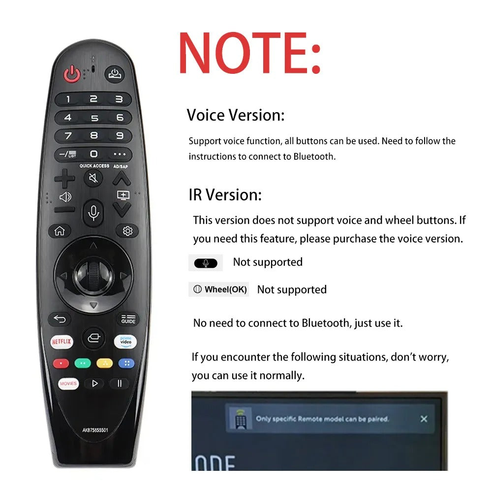 AKB75855501 Voice Replacement Remote Control AN-MR20GA AN-MR19BA AN-MR18BA for LG Smart TV Magic