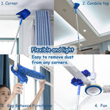 T-Shape Ceiling Fan Duster + Extendable Pole Absorb Dust Telescopic Rod Washable Microfiber Cleaner Cleaning Brush Tools