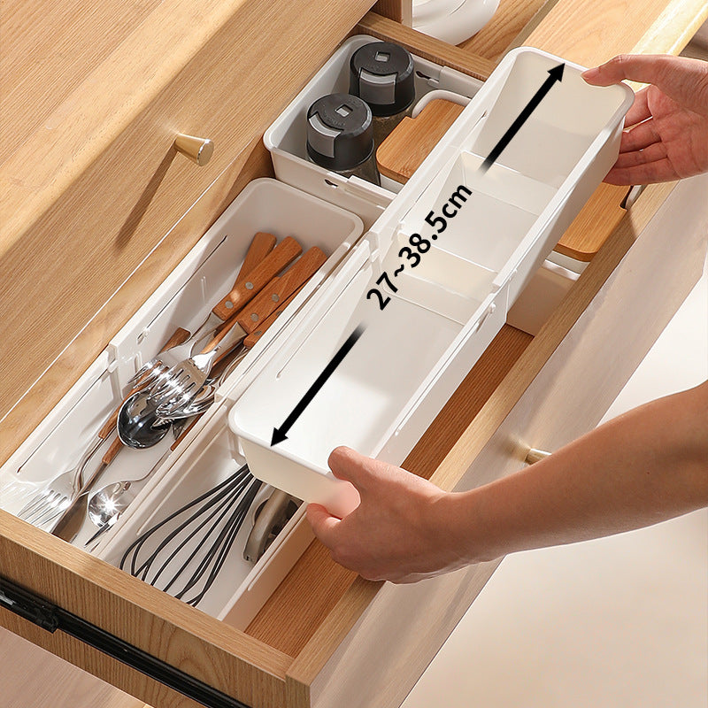 Expandable Drawer Storage Box Organizer Bin Divider Adjustable Tray Organiser Kitchen Cabinet Wardrobe