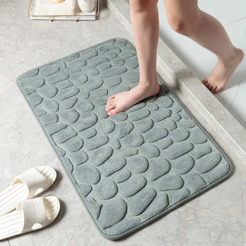 Cobblestone Embossed Bathroom Bath Mat Memory Foam Rugs Shower Room Absorbent Non-Slip Pad Floor Carpets Doormat