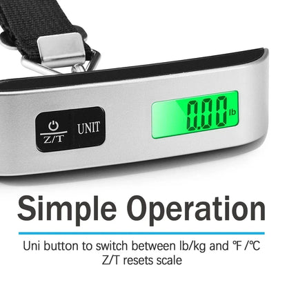 Portable Digital Luggage Scale 50kg 110lb with Belt or Hook Handheld Hanging Travel Bag Weight Scale