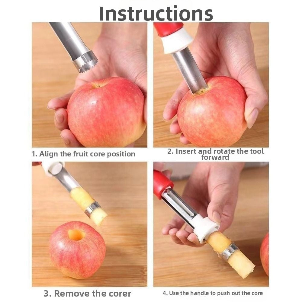 2-in-1 Fruit Cutter Peeler Core Remover Stainless Steel Extractor Removal Tool Rust-Proof Anti Slip