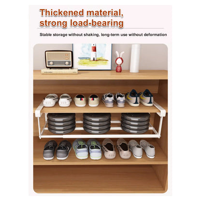 Retractable Shoe Rack Adjustable Storage Organizer Layered Partition Space-Saving Cabinet Wardrobe