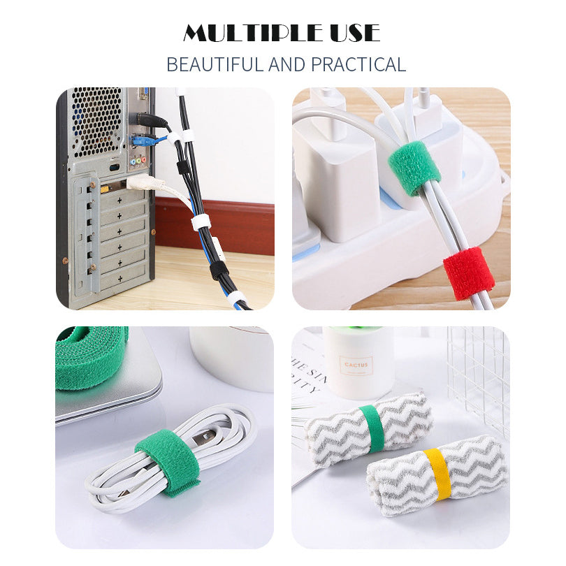 60pcs T-Type Velcro Nylon Cable Ties Reusable Adjustable Hook Loop Wire Management Cord Organizer