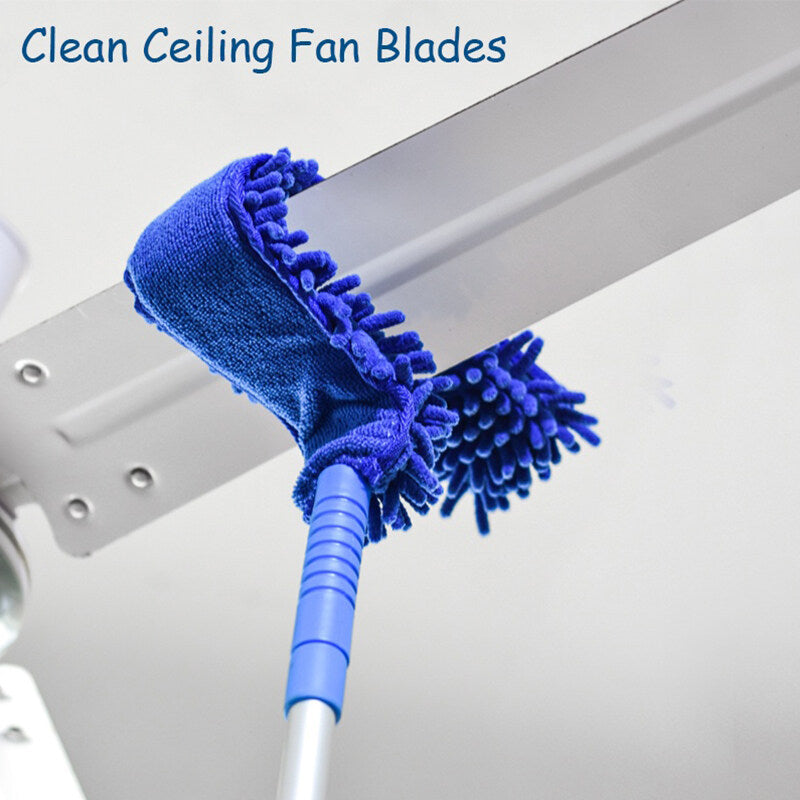 T-Shape Ceiling Fan Duster + Extendable Pole Absorb Dust Telescopic Rod Washable Microfiber Cleaner Cleaning Brush Tools