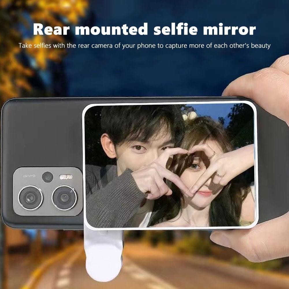 Reflective Mirror 2in1 Phone Rear Selfie Clip Phone Camera Photography Live Streaming Travel Tool