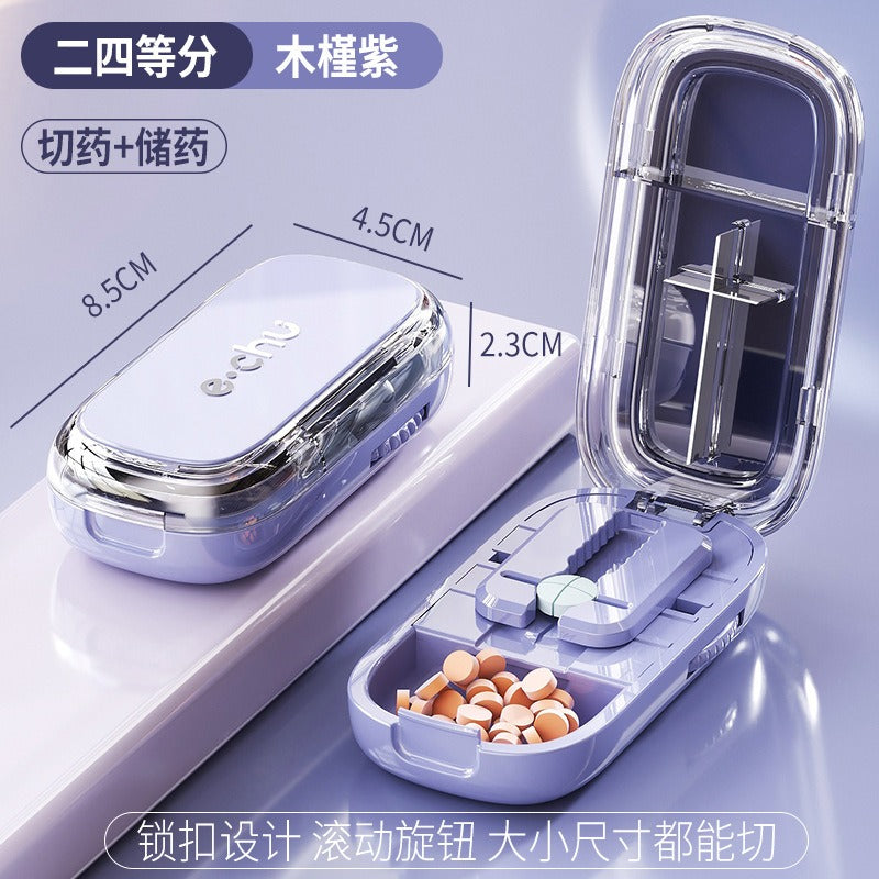 Adjustable Pill Cutter Splitter Quartering Crusher with Storage Box Medicine Tablet Divider Organizer