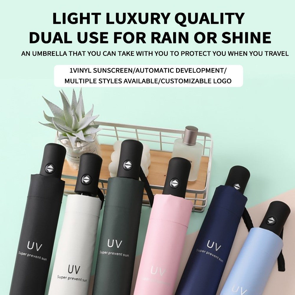 Automatic Foldable Umbrella Auto Open Close UV Protection Windproof 8 Rib Rain Auto Folding Umbrella