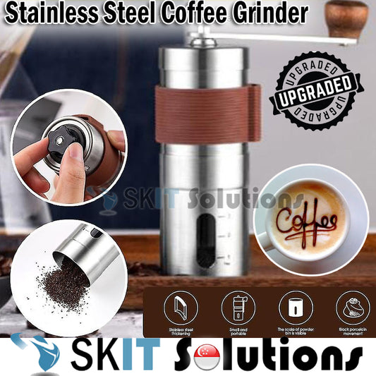 Upgraded Mini 304 Stainless Steel Hand Manual Coffee Grinder Machine Mill Tool Black Ceramic Burr