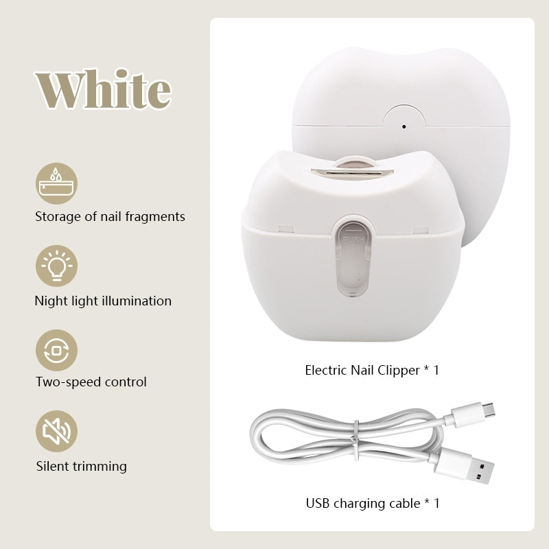 Electric Nail Clipper Rechargeable Trimmer with LED Light Safe Design for Baby Seniors Manicure