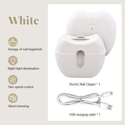 Electric Nail Clipper Rechargeable Trimmer with LED Light Safe Design for Baby Seniors Manicure