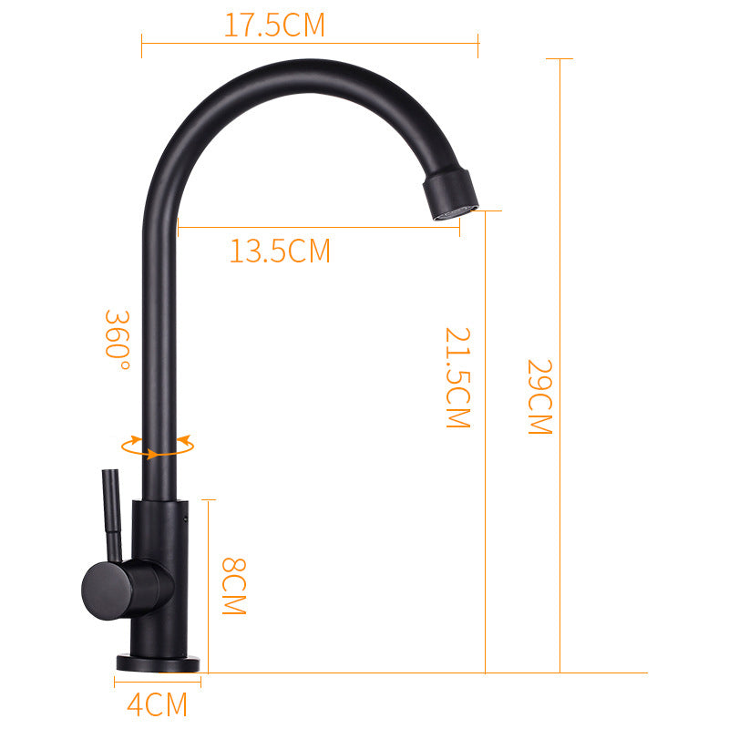 Kitchen 304 Stainless Steel Faucet Basin Tap Premium Quality Bathroom Single Lever Cold Water 360 Degree Rotatable