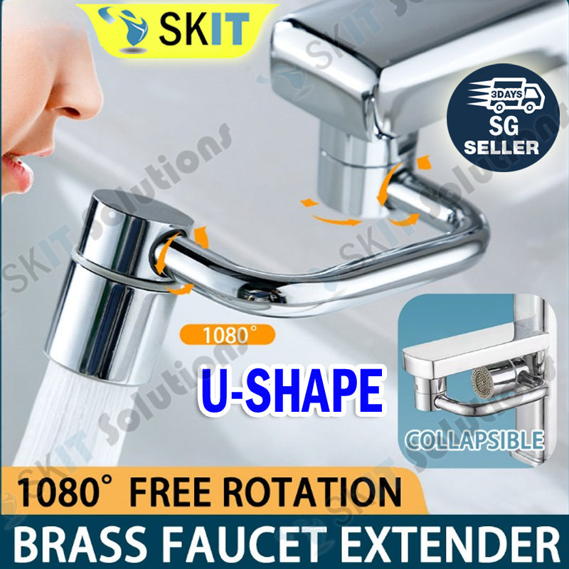 1080° Rotating Brass Bathroom Faucet Extender 2 Mode Water Saving Basin Sink Aerator Filter Nozzle
