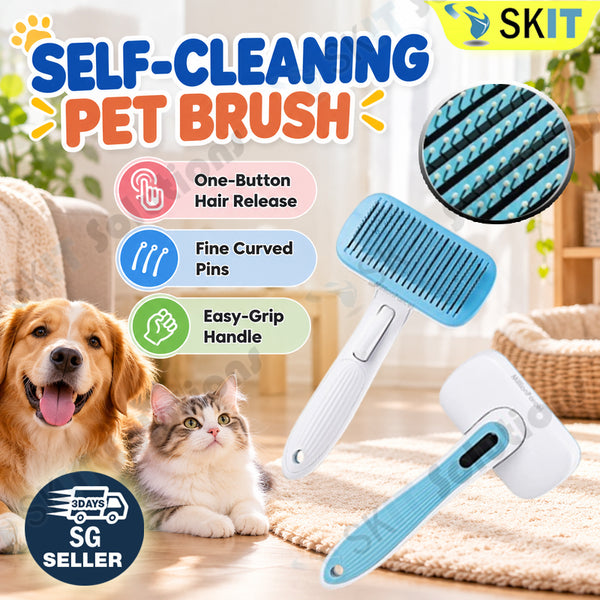 Self-Cleaning Pet Grooming Brush for Cats & Dogs