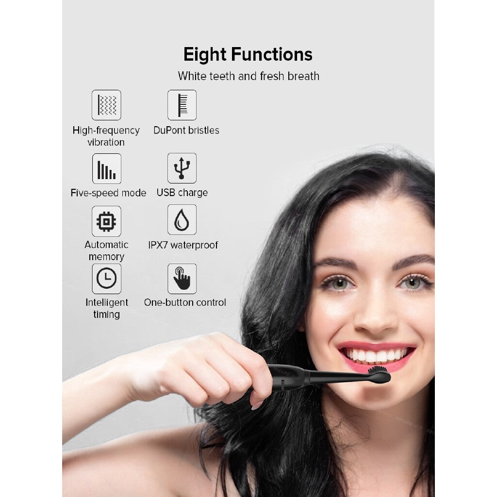 Powerful Ultrasonic Electric Toothbrush USB Rechargeable Adult Electronic Washable Power Ultra Sonic Tooth Brush+4 Heads
