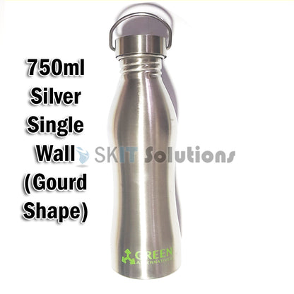 500ml 750ml Stainless Steel Sports Single Walled Water Bottle Metal Flask Screw Cap BPA Free Uninsulated Indoor Outdoor