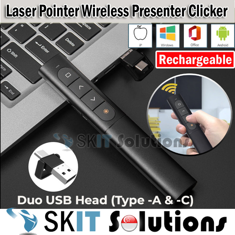 Duo USB Rechargeable Wireless Red Laser Pointer Presentation Page Turning Remote Control PPT PowerPoint Project Clicker