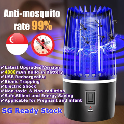 4000mah Mosquito Killer Lamp USB Rechargeable Portable Trap Repellant Electric Home UV LED Zapper