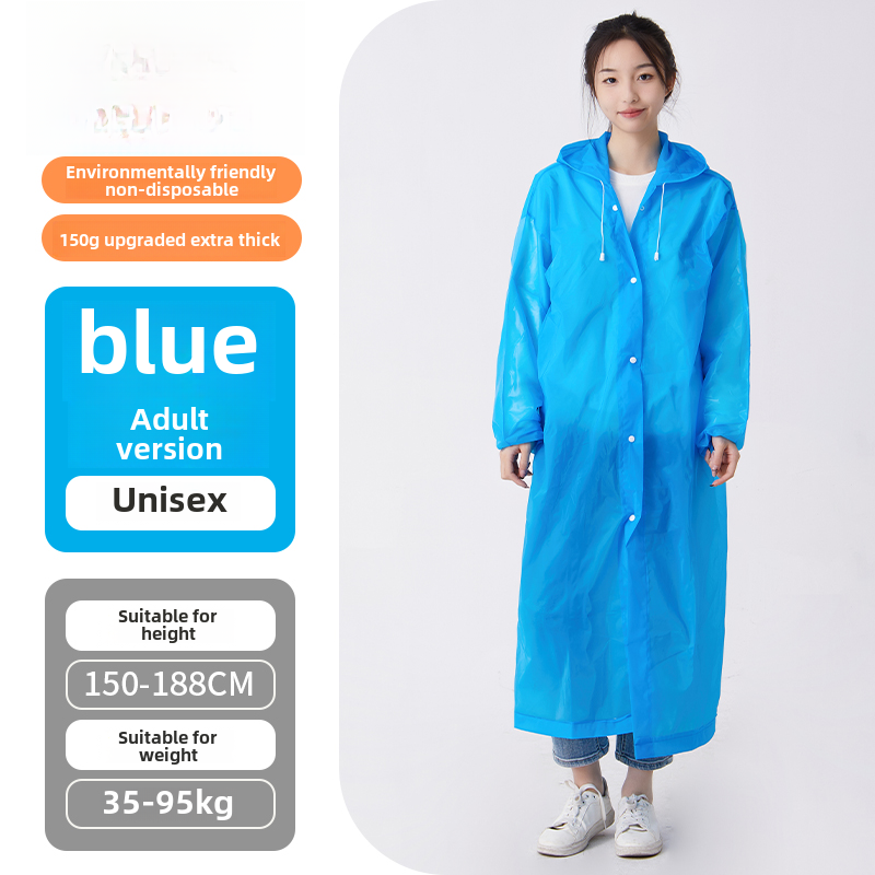 Extra Thick EVA Raincoat Waterproof Non-Disposable Poncho Rain Coat Breathable Unisex for Adult Kids